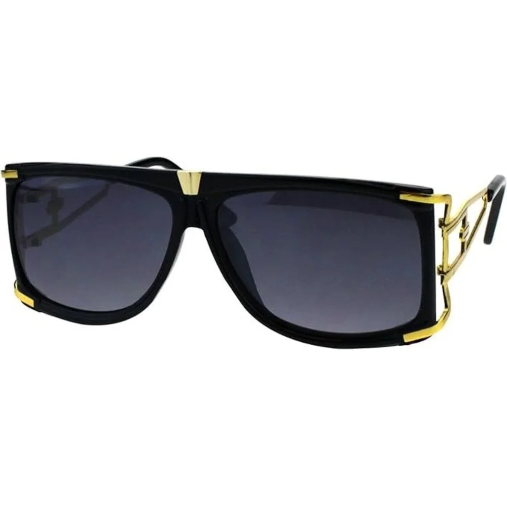 Mens Sunglasses Black Gold Geometric Hype beast Club wear Retro UV400 Protection